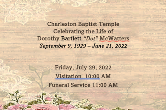 Dorothy Bartlett McWatters September 9, 1929 – June 21, 2022