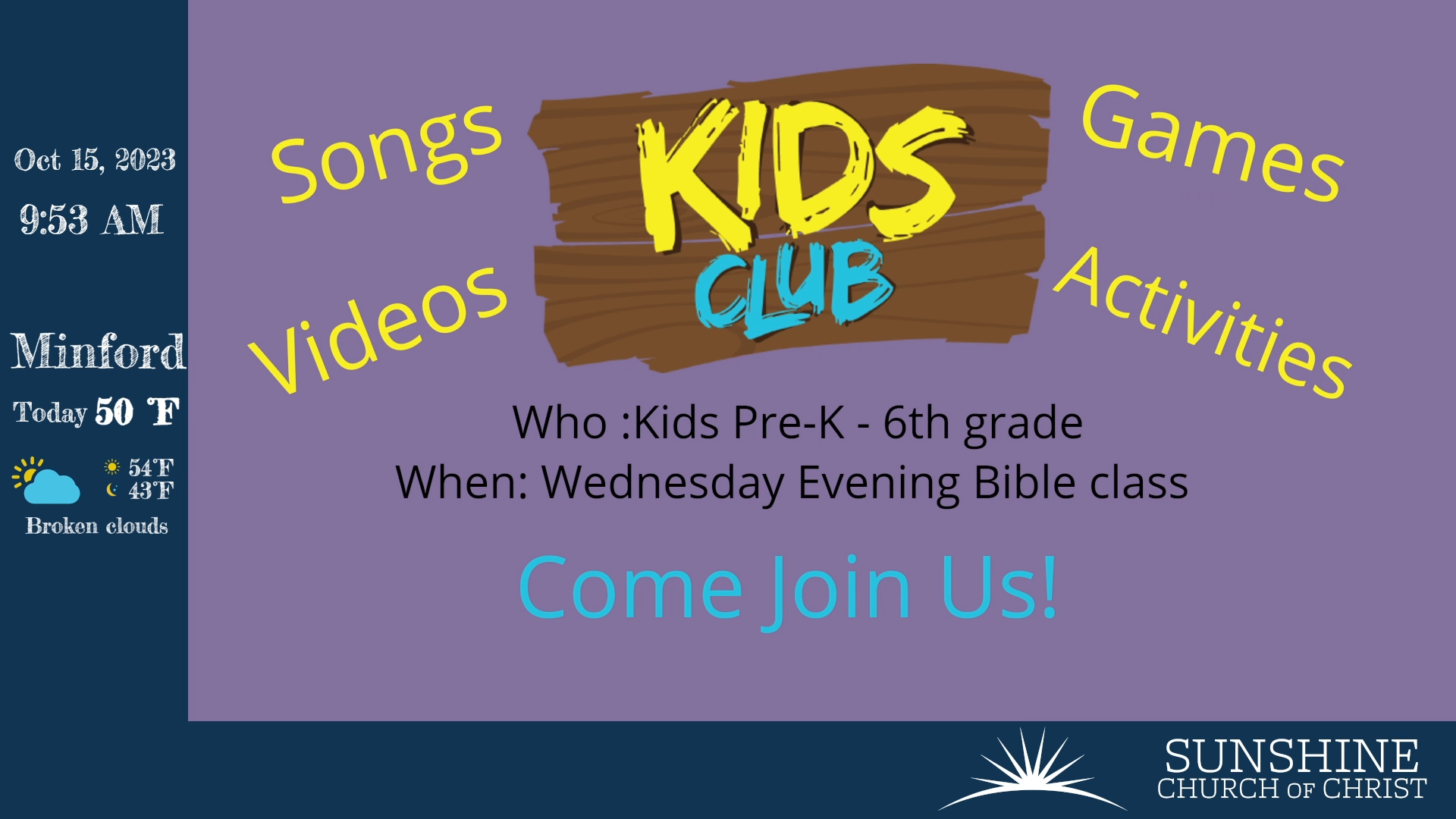 Sunday Morning Service - 10/15/2023