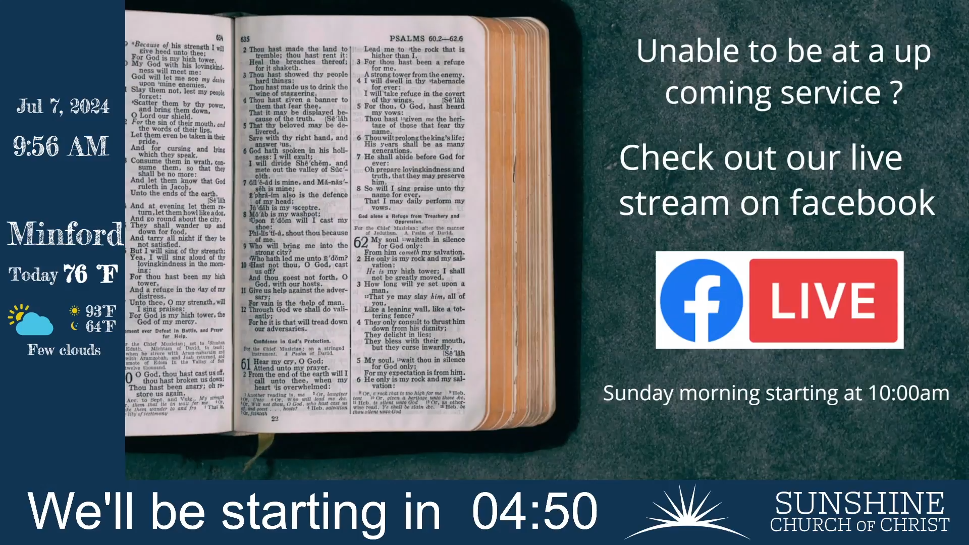 LIVE Services at Sunshine - 07/07/2024