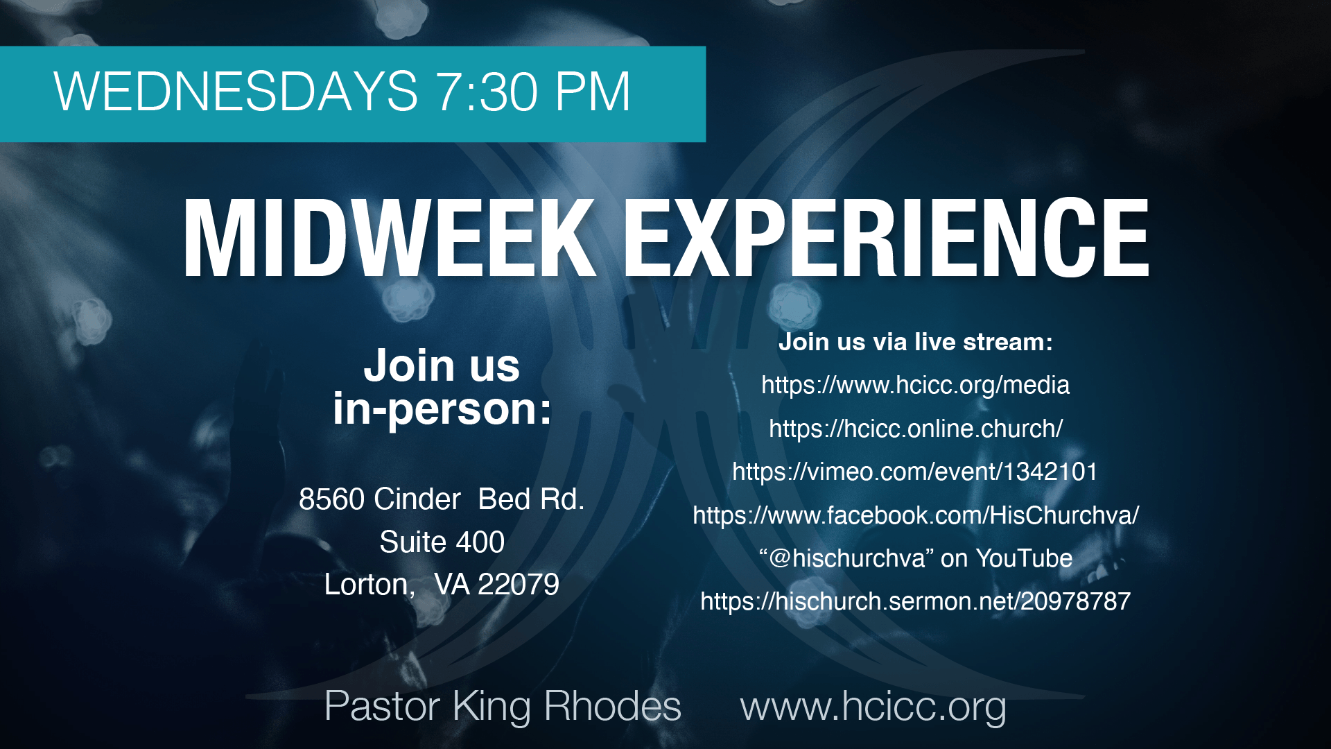 His Church MIDWEEK Experience Live 7:30PM EST 