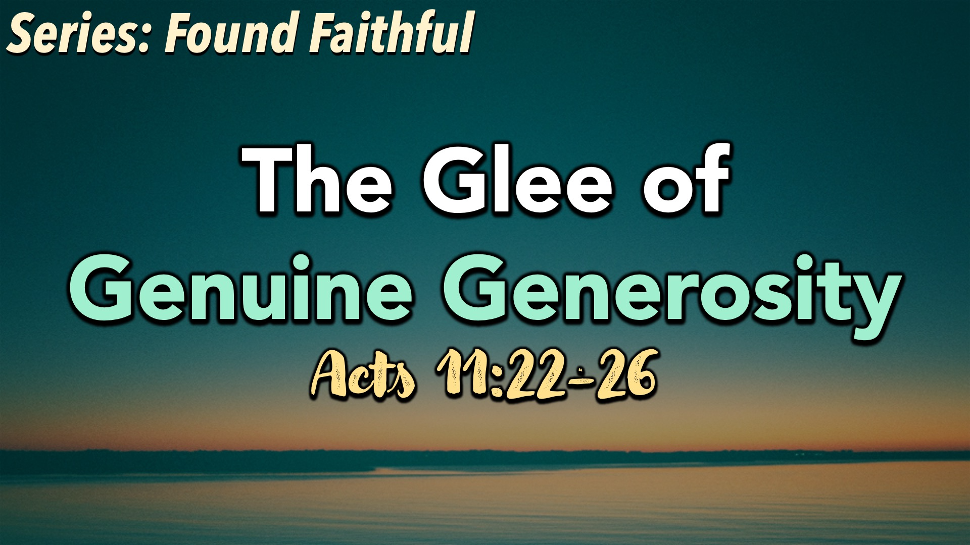The Glee of Genuine Generosity episode artwork