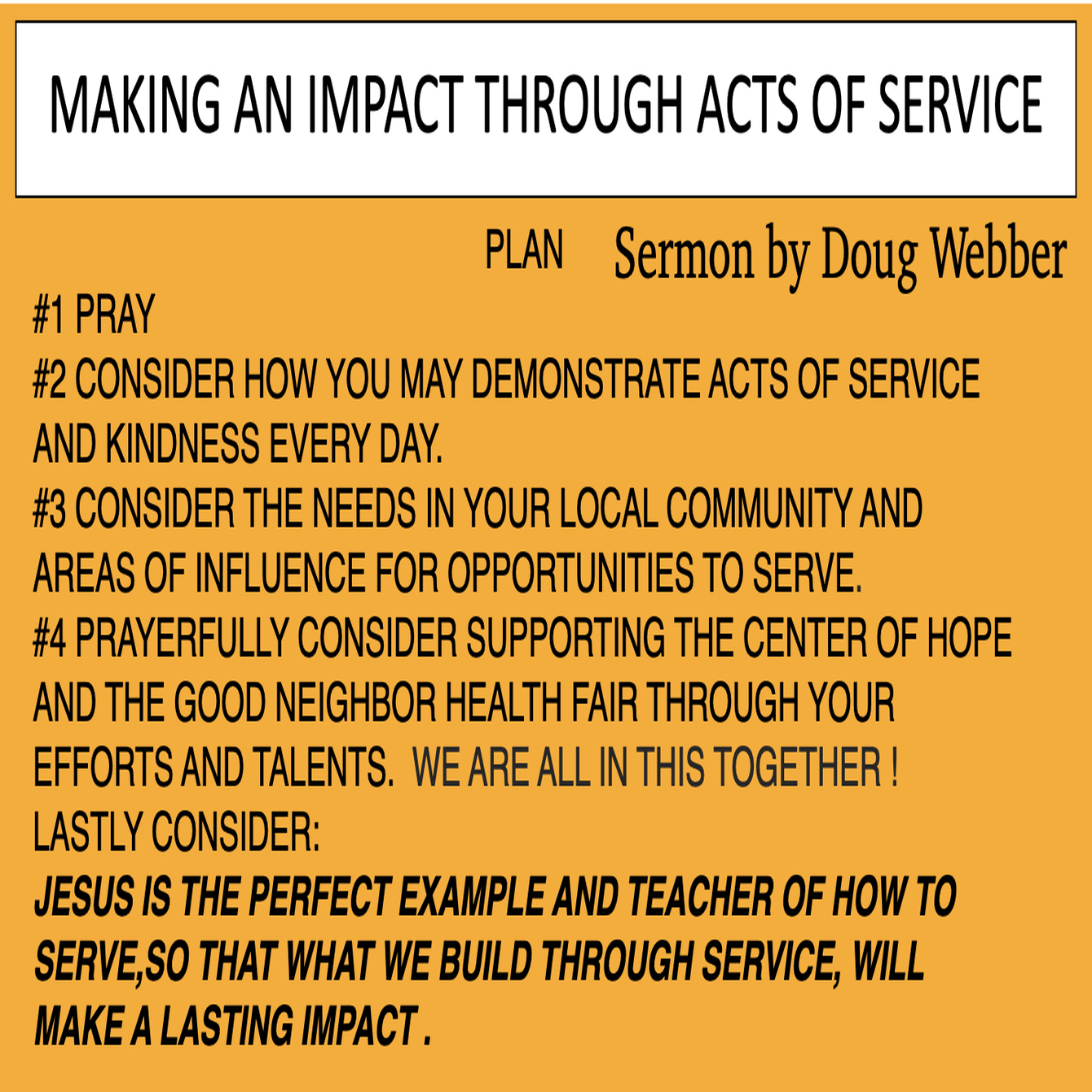 MAKING AN IMPACT THROUGH ACTS OF SERVICE - Audio episode artwork